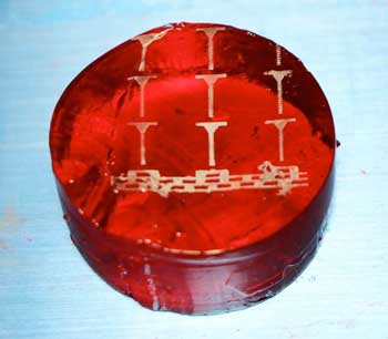 flexible electronics printed on red gelatin