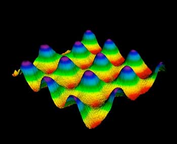 A scanning tunneling microscopy topographic image of twisted bilayer graphene