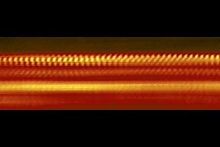 This greatly magnified image shows four layers of atomically thin materials that form a heat-shield just two to three nanometers thick