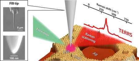 Schematic of tip-enhanced resonance Raman scattering measurement