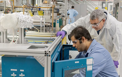Sumit Bhattacharya (left) and Abdellatif Yacout in the lab