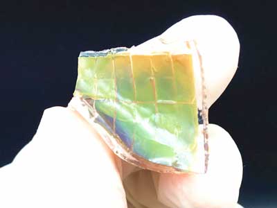 flexible material changes color in response to heat and light