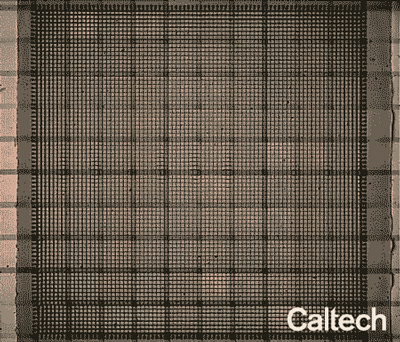 A nanoarchitected metamaterial deforming to create the Caltech icon.