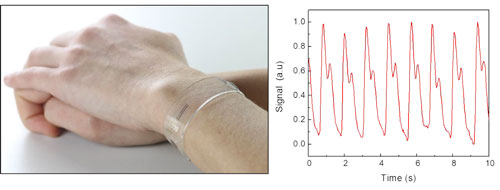 Flexible and transparent bracelet that uses graphene to measure heart rate, respiration rate and blood
pulse oxygenation