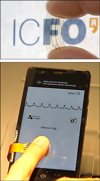 Graphene smart medical patch connects to a mobile phone to read multiple vital signs