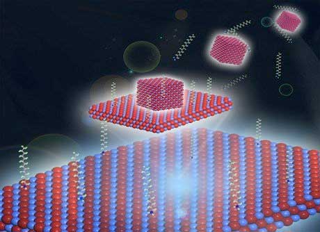 Illustration of a 3D cobalt-oxide nanoparticle growing into a 2D nanosheet