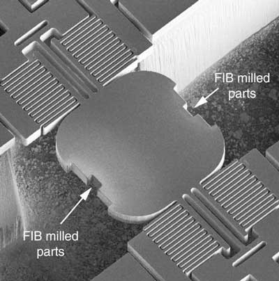 Scanning electron microscopy image of a micro-mechanical X-ray mirror