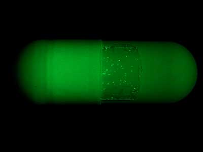 silk film security tag on the surface of drug capsule