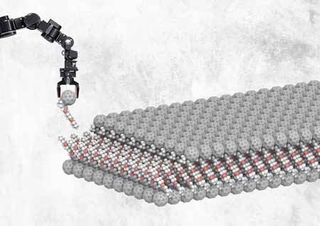 his is an artist's impression of a self-assembled layer of functionalized buckyballs