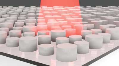 Infrared light shining on a metamaterial