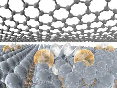 A single atomic layer of metal is capped by a layer of graphene