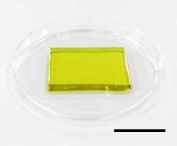 yellow square of hydrogel