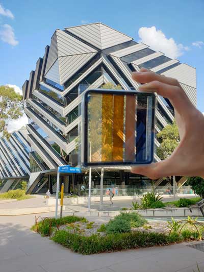 A semi-transparent perovskite solar cell with contrasting levels of light transparency