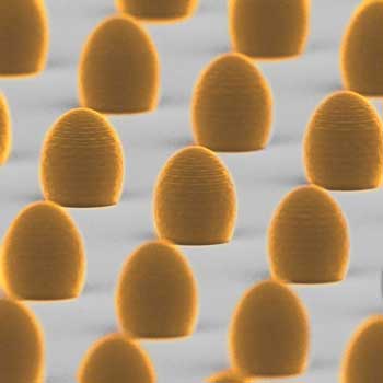 Scanning electron microscope image of 3D-printed aspherical microlenses