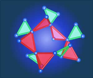 Two of the four magnetic interactions form a new three-dimensional network of corner-sharing triangles, known as the hyper-hyperkagome lattice