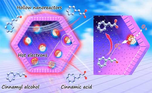 Schematic diagram of hollow nanoreactors for photocatalytic oxidation of cinnamyl alcohol