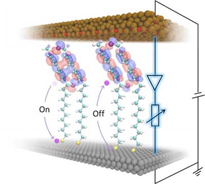 molecular junction with diode+memory dual-function induced by reversible dimerisation of the methyl-viologen headgroups stabilised by directional ion-migration