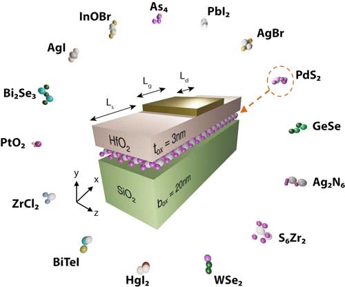 tructure of a single-gate FET with a channel made of a 2-D material