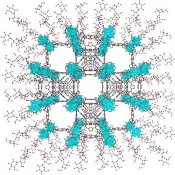 Chemical structure of multi-functional, metal-organic framework anticancer drug candidate
