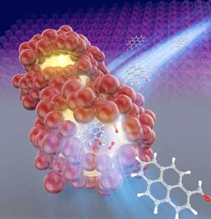 Acceleration of the chemical reaction by beta-MnO2 catalyst in the nanospace of the particles