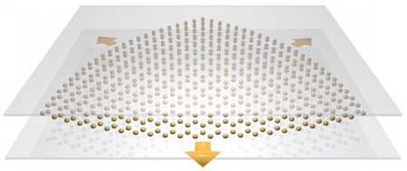 Straining a honeycomb metasurface generates an artificial magnetic field for light which can be tuned by embedding the metasurface inside a cavity waveguide