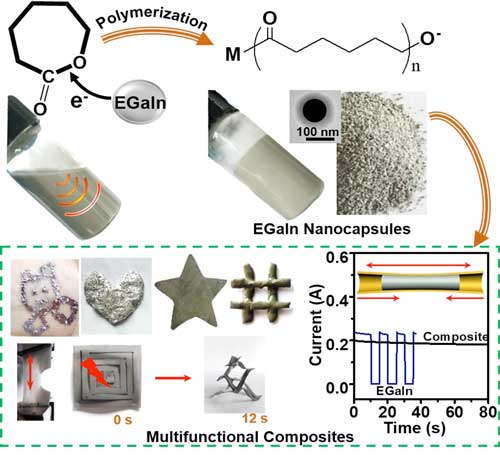 Liquid metal nanocapsules prepared by LM-initiated ring-open polymerization and their applications