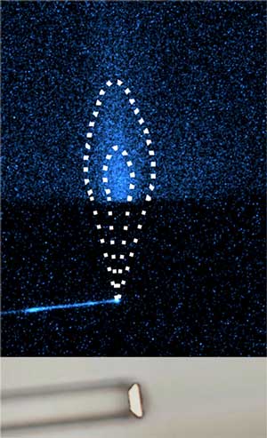 waveguide area of optical stimulation