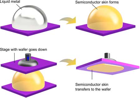 Schematic Illustration of Self-Deposition of 2D Molybdenum Sulfides on Liquid Metals