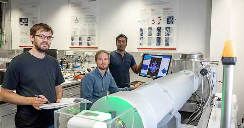 Harald Fitzek, Christian Prehal and Qamar Abbas (from left) at the SAXS facility