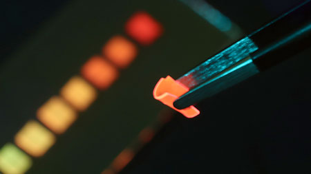 flexible solar concentrator when irradiated with blue LED light