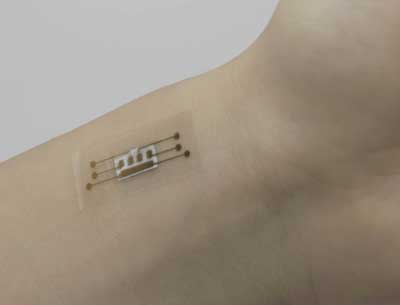 flexible sensor patch on human skin