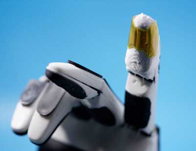 sensor patches can be used on fingers of robotic hands