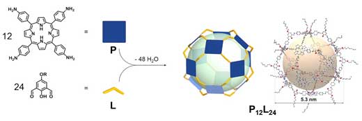 Design, synthesis and dimensions of the gigantic porphyrin cage P12L24