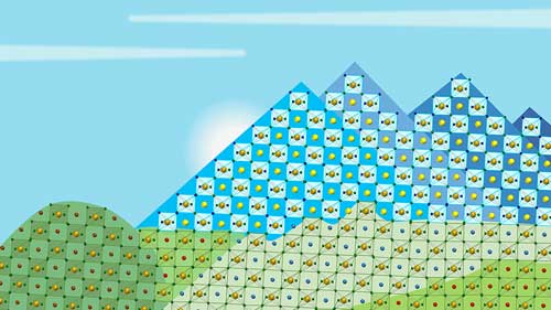 Artistic representation of an ionic defect landscape in perovskites