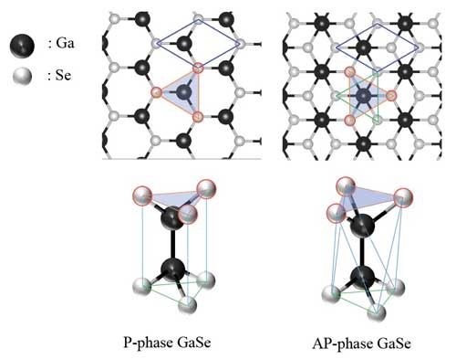 The P and AP phases of a GaSe monolayer