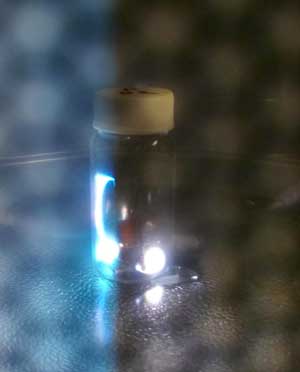 vial with sparks in a microwave