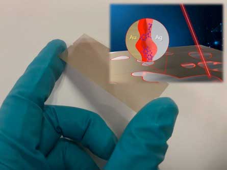 gloved hand holding a chemical sensing chip
