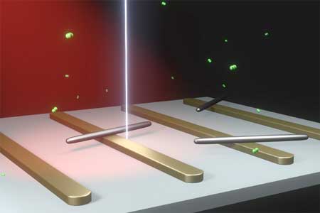 illustration of palladium nanorods atop gold nanobars