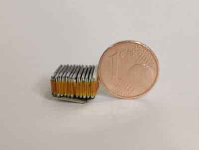 Thermoelectric generators next to a one-cent coin