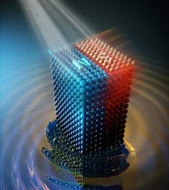 using ultrashort laser pulse excitation to optically stimulate specific atomic vibrations of a magnet's crystal lattice