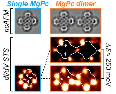 Single and paired MgPc molecules