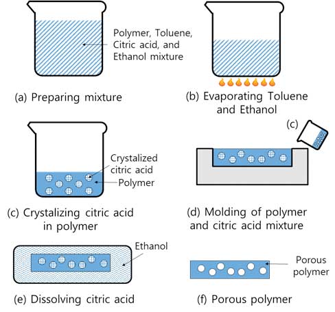 maller, more uniformly-sized pores are made in the PDMS membrane by mixing PDMS, toluene, citric acid, and ethanol
