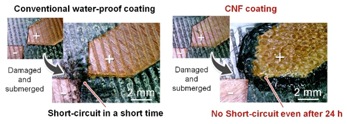 Cellulose nanofibers  migrate toward the anode and gel, thus inhibiting short circuits