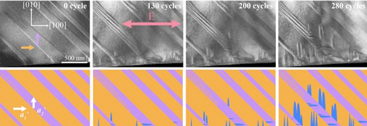 Electron microscopy images show ferroelectric degradation in action