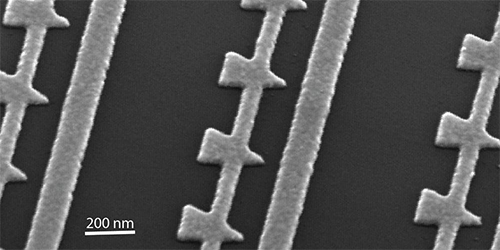 Scanning-electron-microscope image of nanoantennas