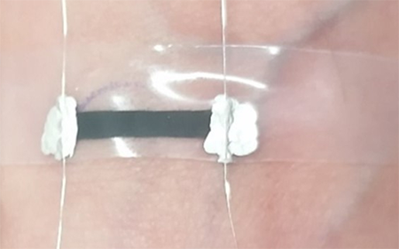 flexible strain sensor attached to skin