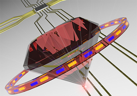 An artist's impression of a diamond building block in a future photonic circuit