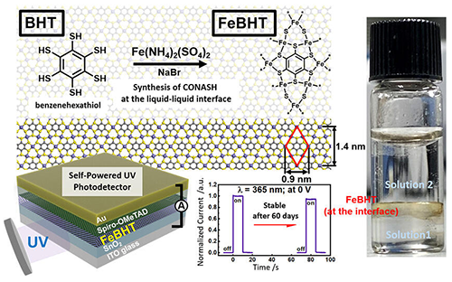 Formation of FeBHT complex-based CONASH at the liquid-liquid interface and its long-term stability as a photodetector
