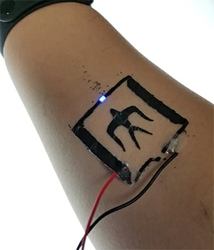 thin-film circuit applied to skin