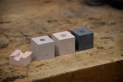Ceramic cubes made of volcanic ash